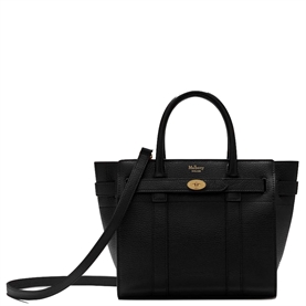 Mulberry Mini Zipped Bayswater Black Small Classic Grain
